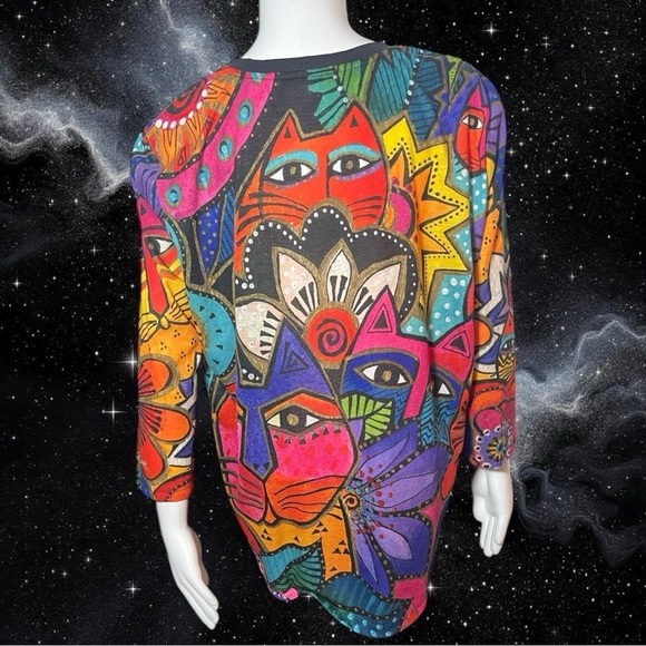 Laurel Burch Laurel's Garden Vibrant Abstract Women's T-Shirt Size XXL - Picture 4 of 11